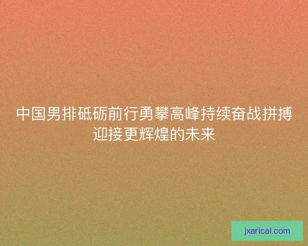 中国男排砥砺前行勇攀高峰持续奋战拼搏迎接更辉煌的未来